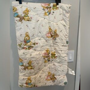 Vintage 1970’s Schoolbook Bunny Pattern Crib Blanket With Talon Zipper EUC